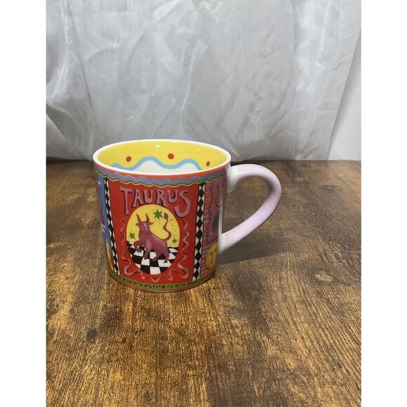 Anthropologie Eleanor Bowmer Mug Zodiac Taurus Colorful Stoneware Coffee Tea - Picture 3 of 7